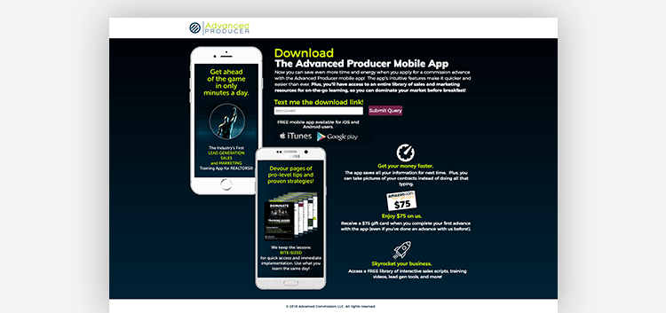 App landing pages: Advanced Producer